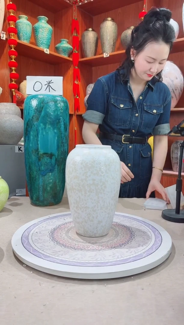 瓶陶瓷花瓶 无花 微瑕月光白中号