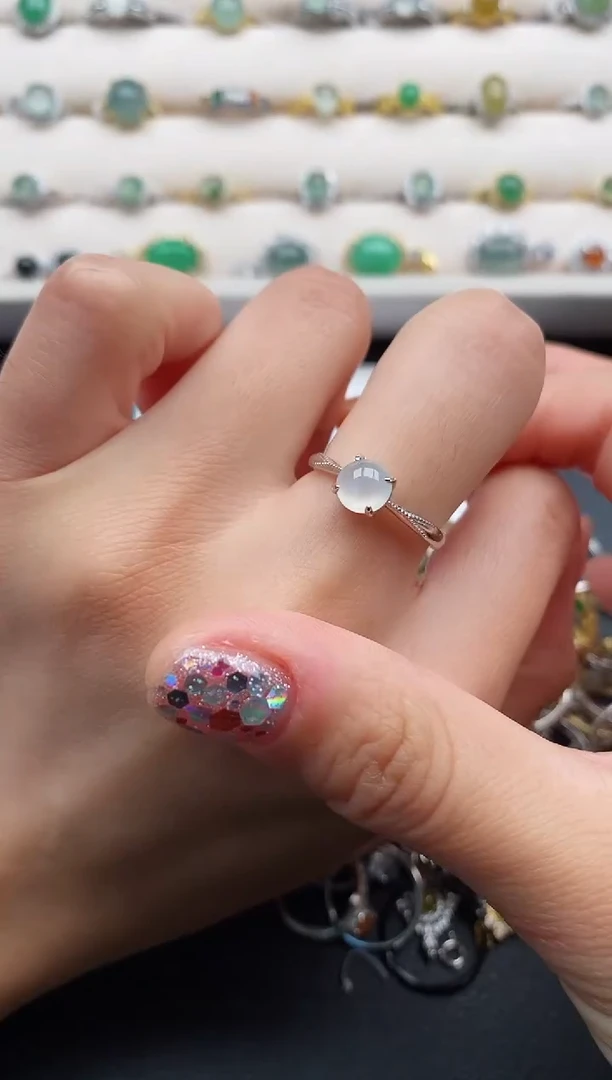 银S925镶嵌戒指翡翠1111111111+1