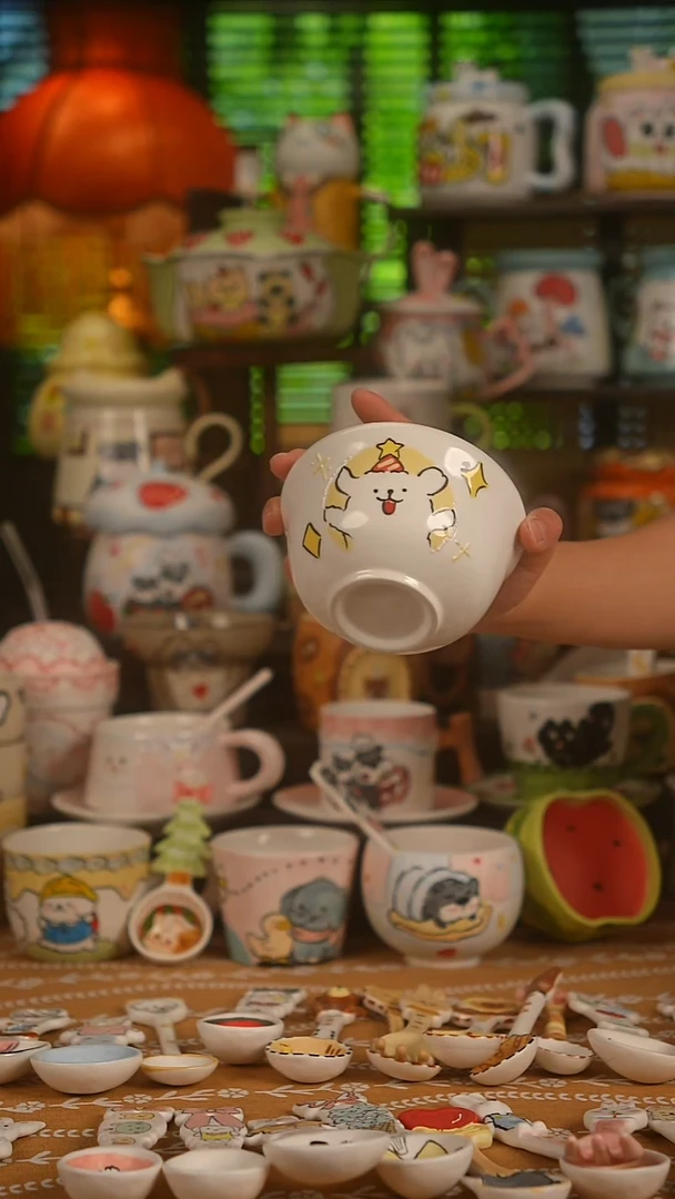 陶瓷无盖款景德镇高温釉下彩纯手绘创意瓷