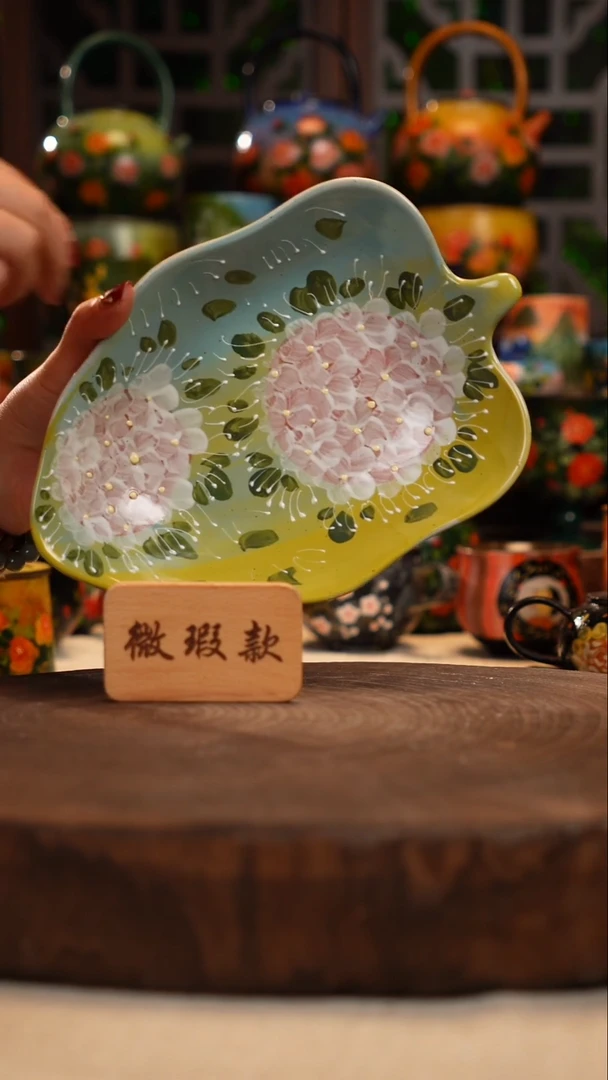 紫砂油画釉下彩手绘微瑕