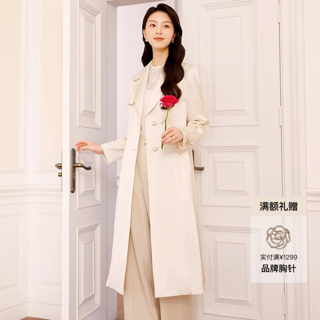 【三醋酸】Koradior珂莱蒂尔商场同款2025春新款气质百搭长款风衣