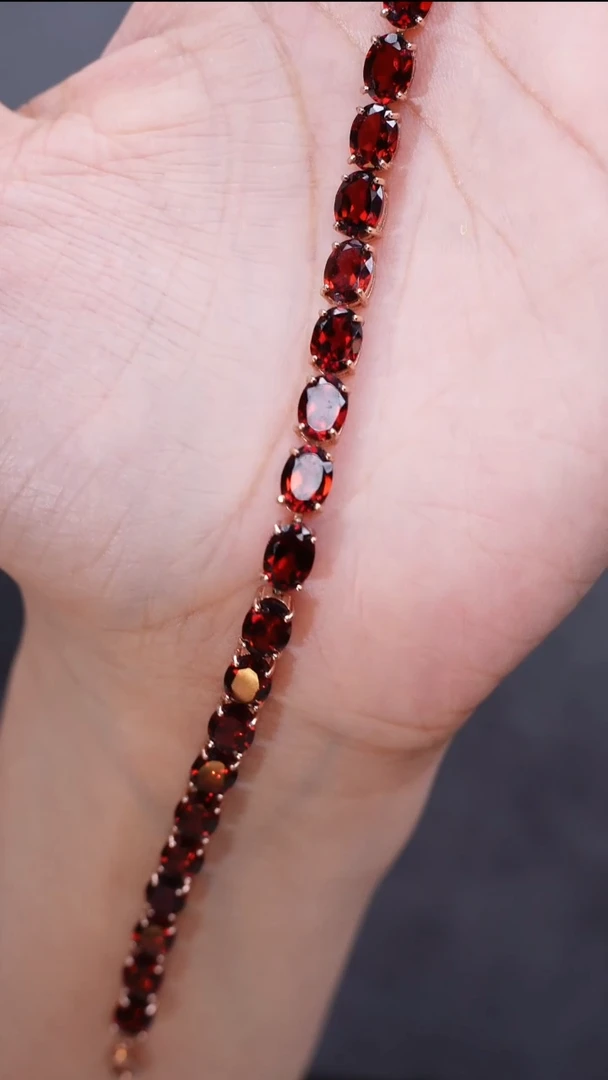 石榴石手链银S925镶嵌手链