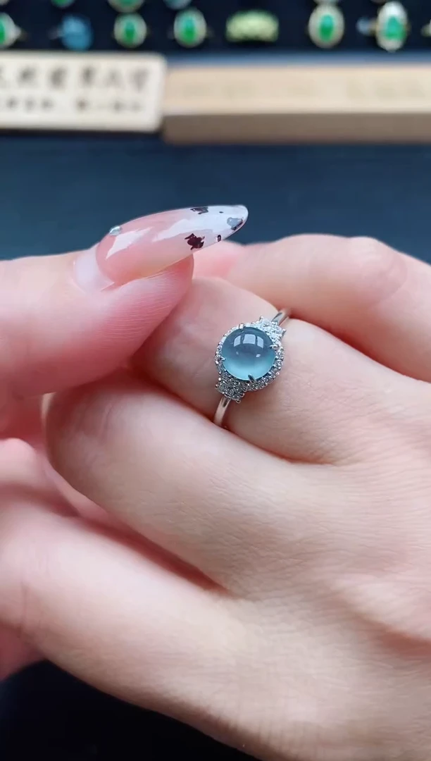 银S925镶嵌戒指翡翠1