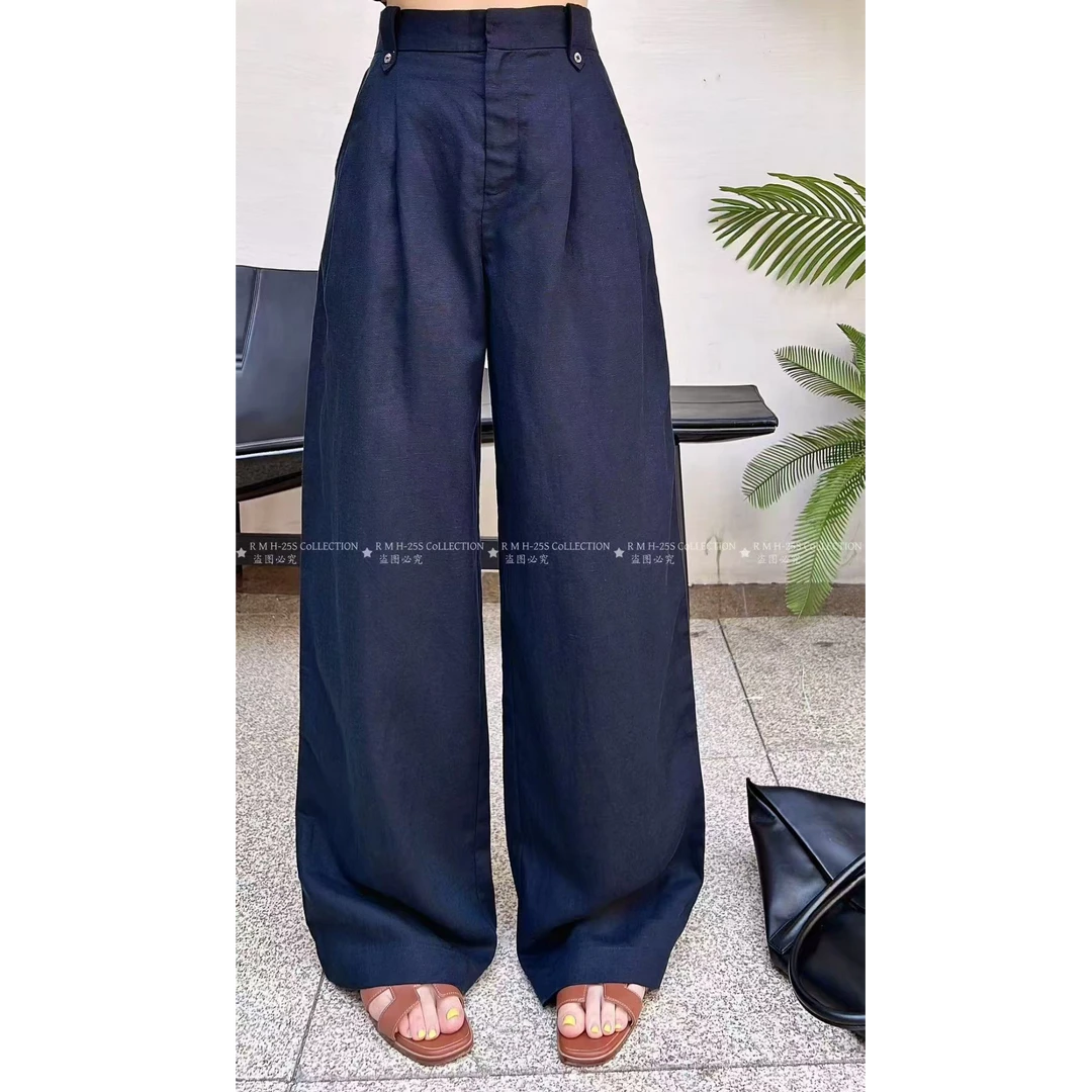 【no退no换 谨慎下单】纽扣压褶直筒阔腿休闲裤 88099