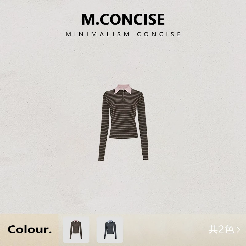 ZHIZ原厂｜MIU系学院风假两件POLO领条纹针织上衣 ZM074SWTT2519