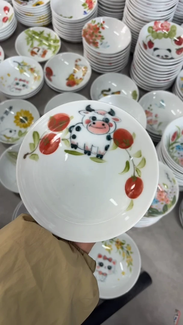 瓷片景德镇陶瓷食品级手绘釉中彩-小胖碗