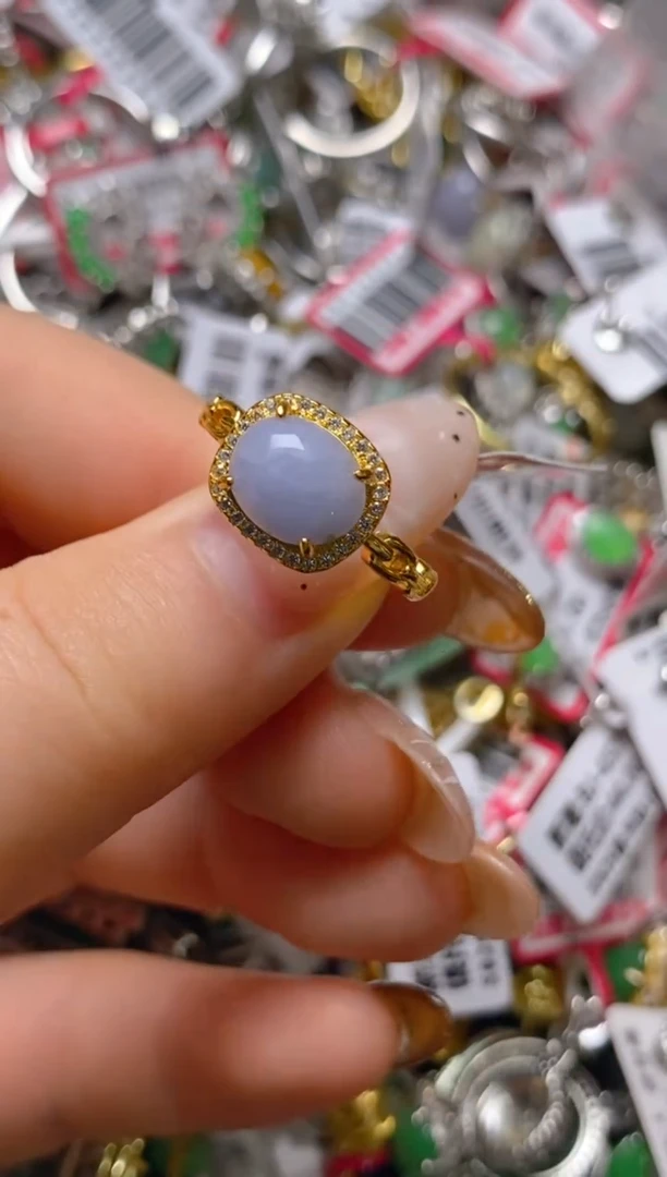 银S925镶嵌戒指翡翠百内无证书