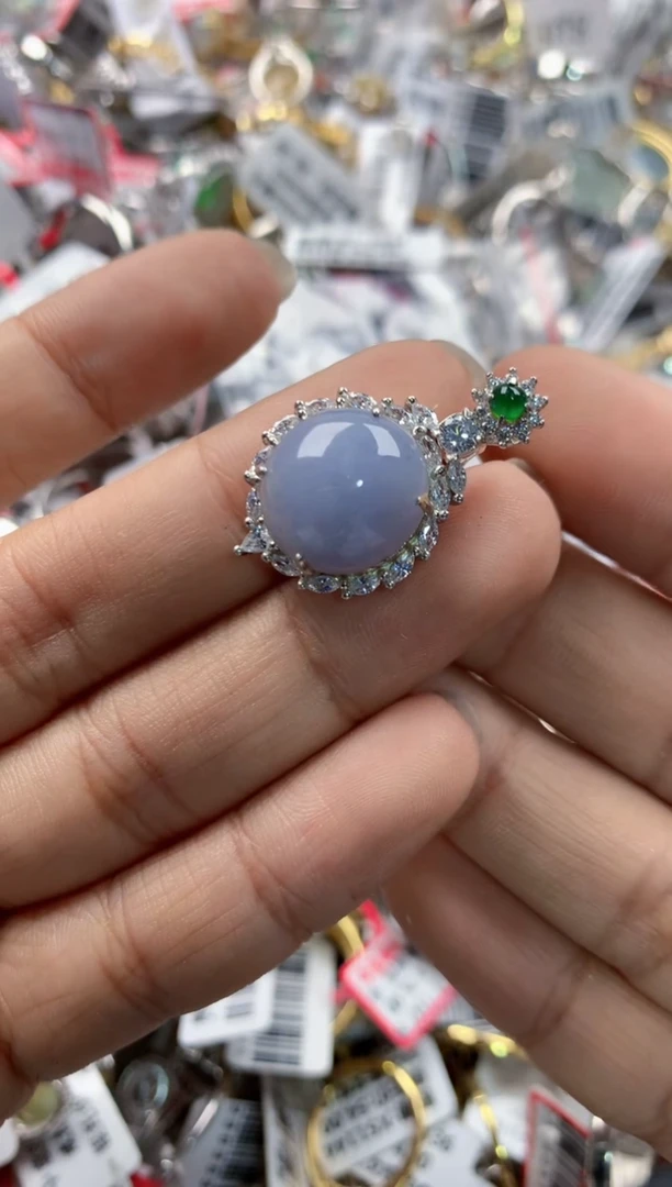 银S925镶嵌戒指翡翠11        7