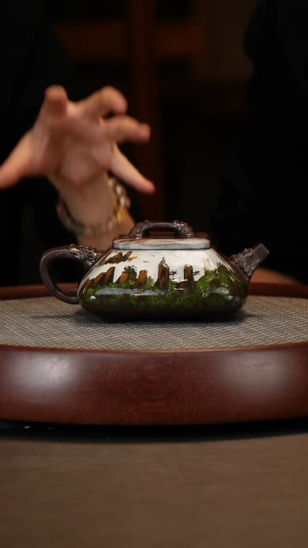 【闪购商品】紫砂茶壶四方龙吟+两罐茶叶赏盘