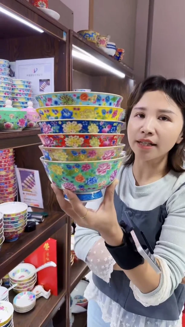 珐琅6英寸面碗6个景德镇陶瓷