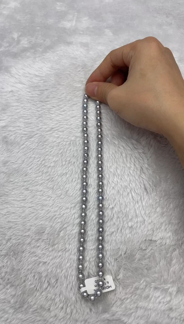 项链银S925镶嵌海水珍珠AK真多麻6.5-7mm