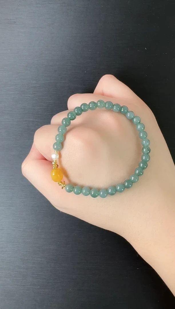 未镶嵌手链翡翠c7 蓝水翡翠手链5mm+