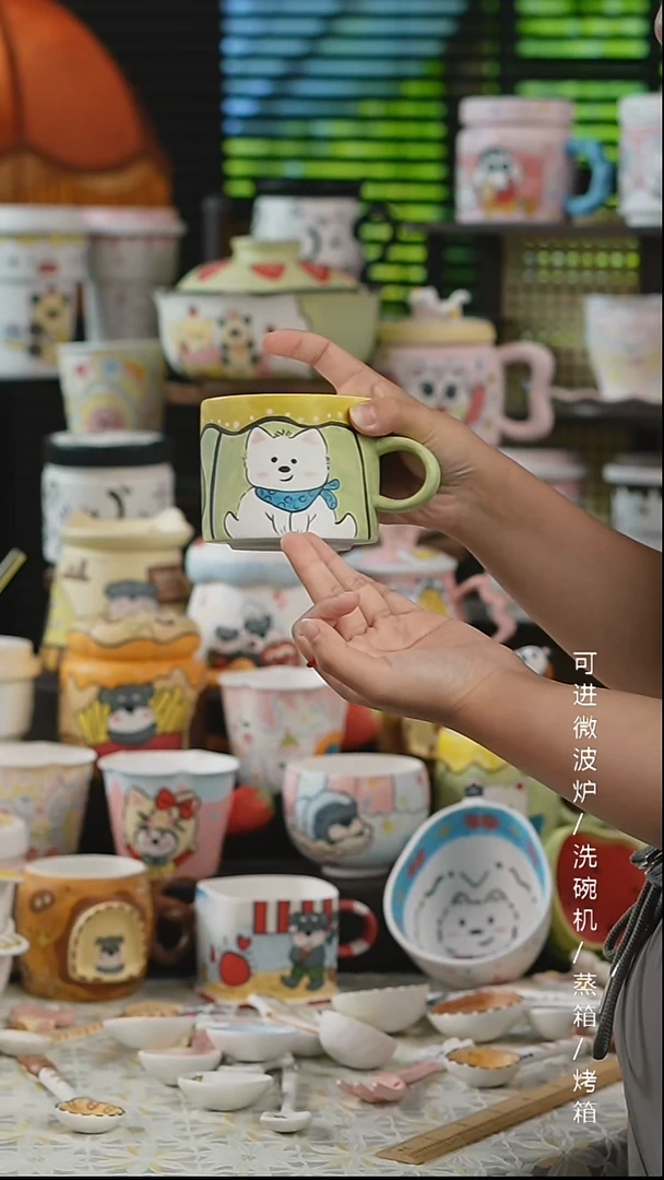 杯子景德镇高温釉下彩纯手绘创意瓷