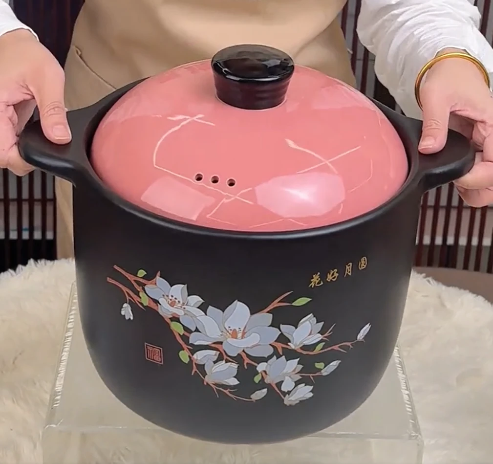 景德镇工厂【7L花好月圆】2025升级款干烧不裂砂锅耐高温炖肉煮粥