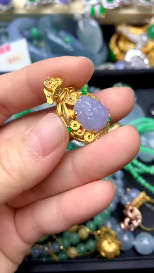 颈饰18K金镶嵌翡翠532-中国好珍宝