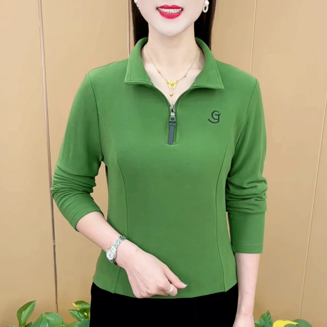 2025新款德绒女装时尚洋气大码妈妈装半拉链休闲减龄显瘦保暖上衣