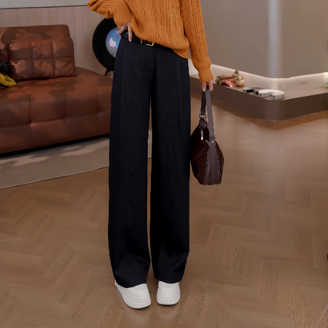 豆豆9【线条裤】INS休闲风时尚百搭长裤简约直筒裤子女-9010825QK