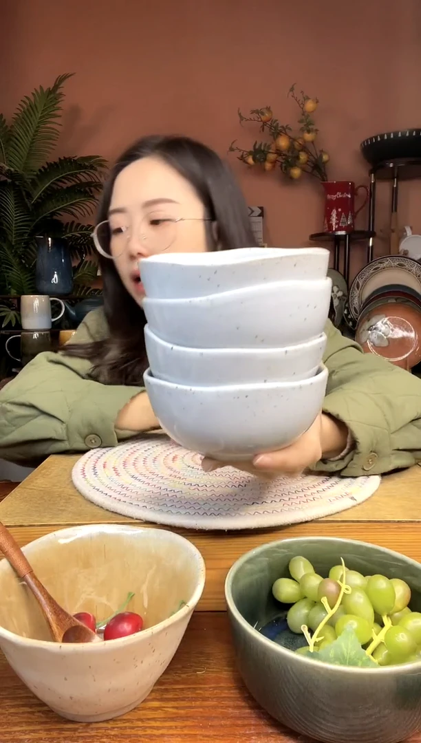 陶瓷4.7英寸异形不规则米饭碗 4件 微瑕疵