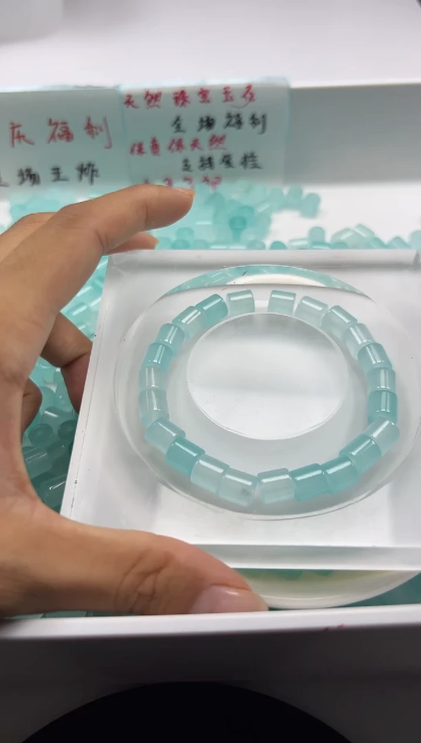 未镶嵌颈饰玛瑙/玉髓w3049冰川蓝*海*蓝宝桶珠8*8mm*10颗