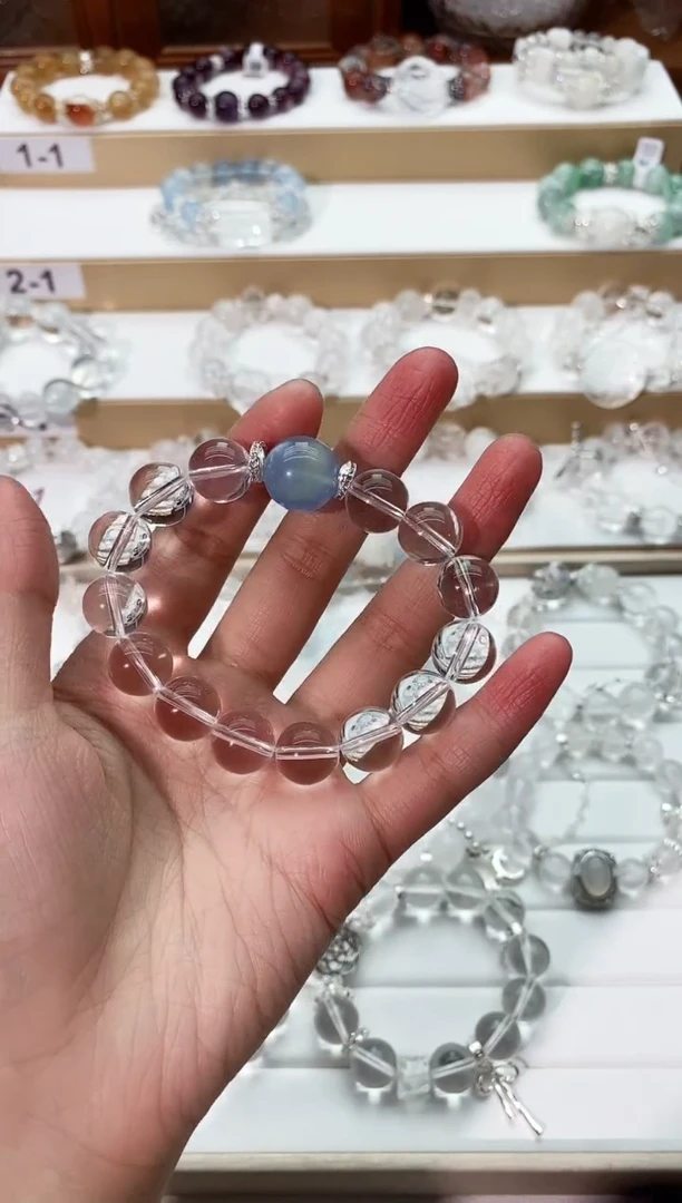【闪购商品】水晶手串未镶嵌白水晶搭海蓝宝