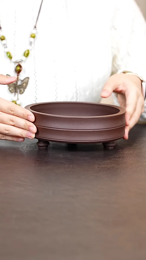 紫砂茶盘三足竹节