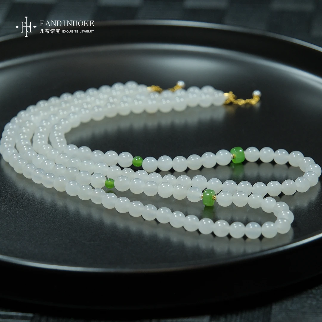 L【加加专属】3 MJ12858-和田白玉圆珠项链-多样性发一件-6mm