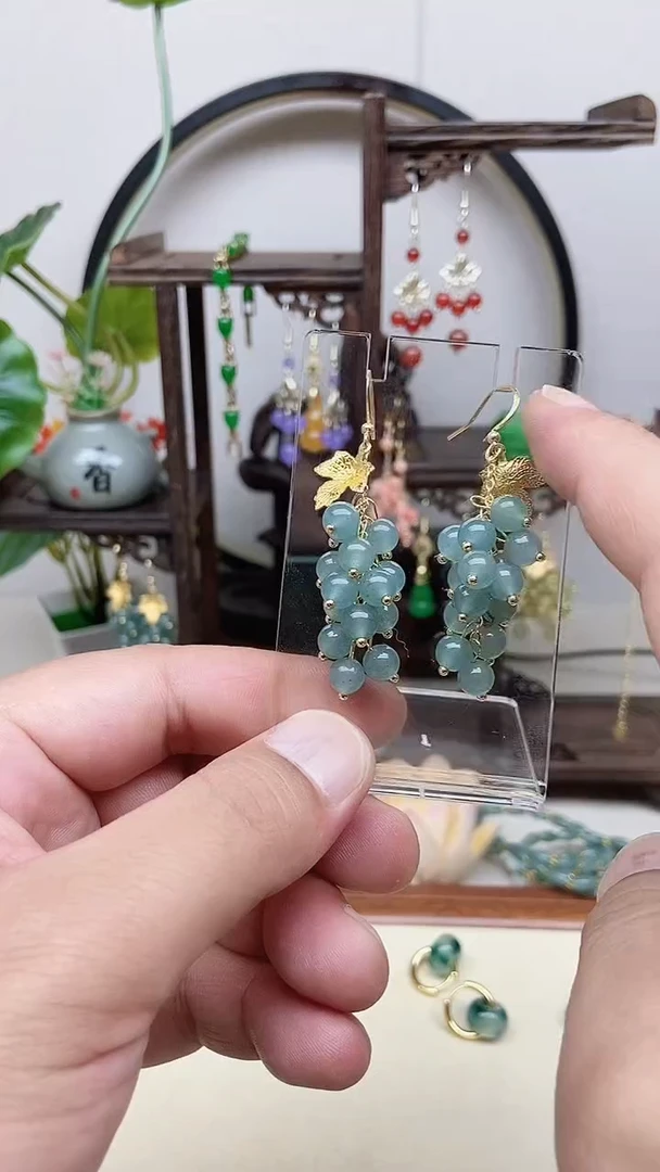 翡翠14K金镶嵌耳饰15号