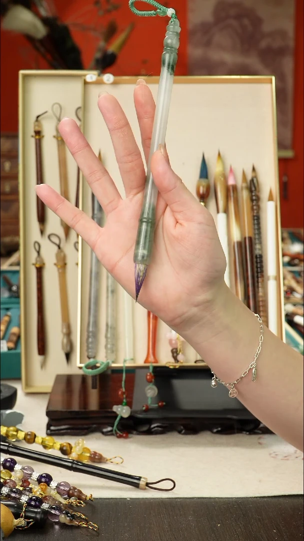 9号孤品高货毛笔链接 清水试笔 蘸墨不退