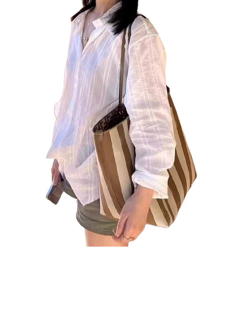 20087长袖慵懒风宽松型防晒常规衬衫女装夏季设计感韩版宽松透气