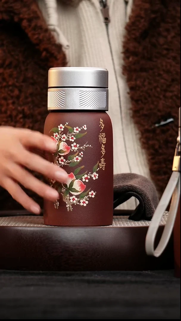 茶壶紫砂宜兴紫砂多福多寿随行杯