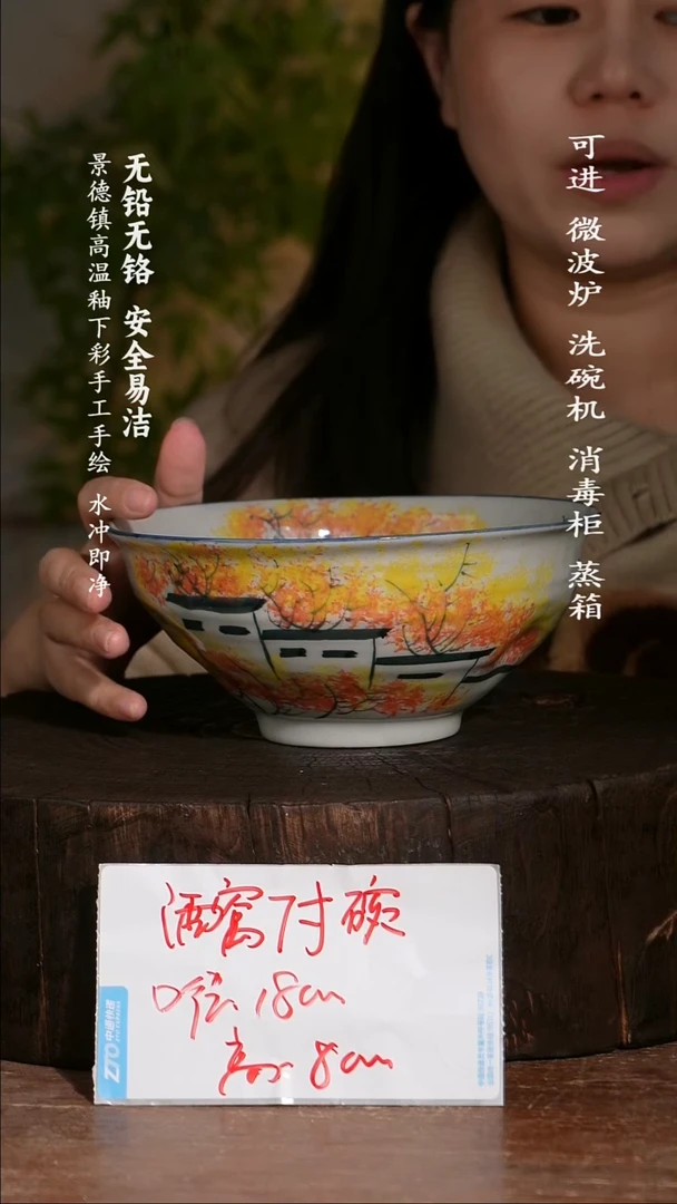 碗陶瓷景德镇高温瓷釉下彩手绘陶瓷