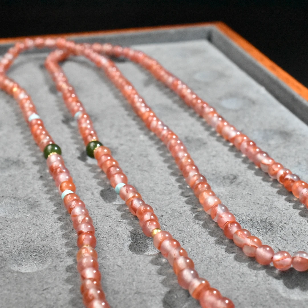 SJ【一九珠宝】S925银南红冰飘花眼镜链-卡4mm-多样性发一件 YJ9905