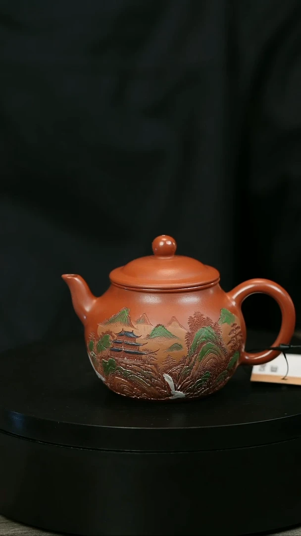 茶壶紫砂再*悦H2248赵翠虹山水彩绘宫灯