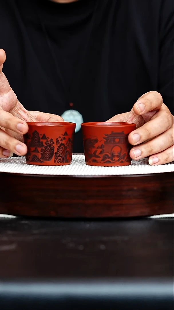 茶壶紫砂宜兴紫砂 鱼跃龙门 主人杯（两只）