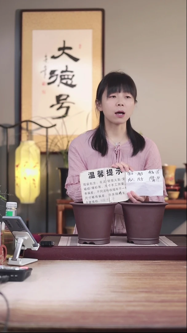 紫砂花盆瑕疵紫泥圆斗笠一对无托