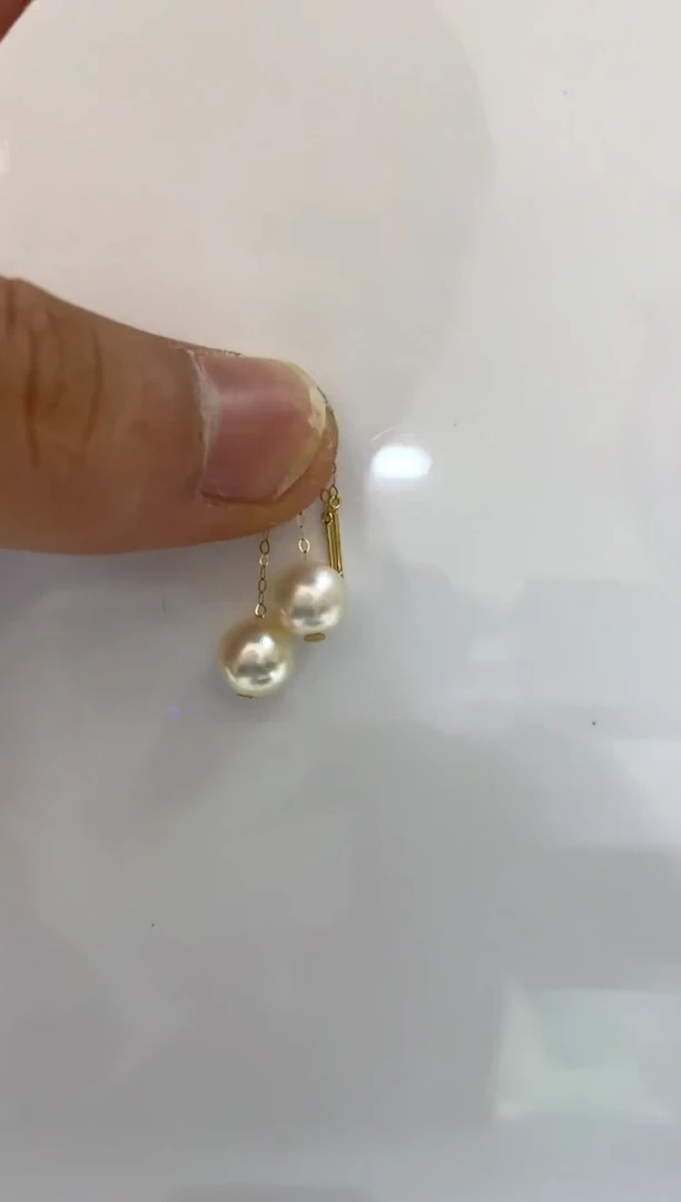 18K金镶嵌耳饰海水珍珠7-8