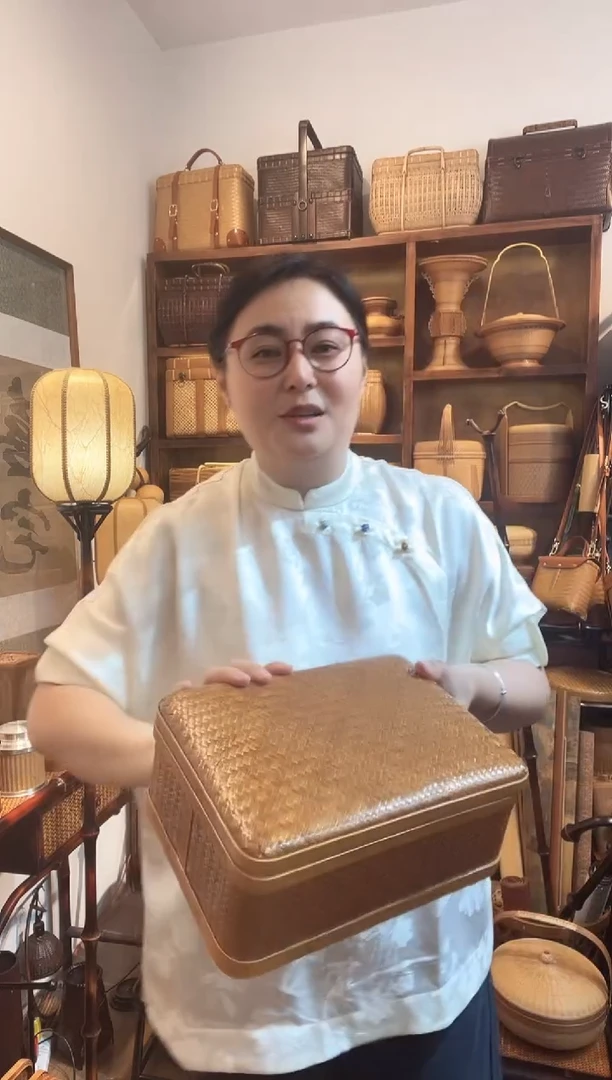 手工竹编长方形收纳盒