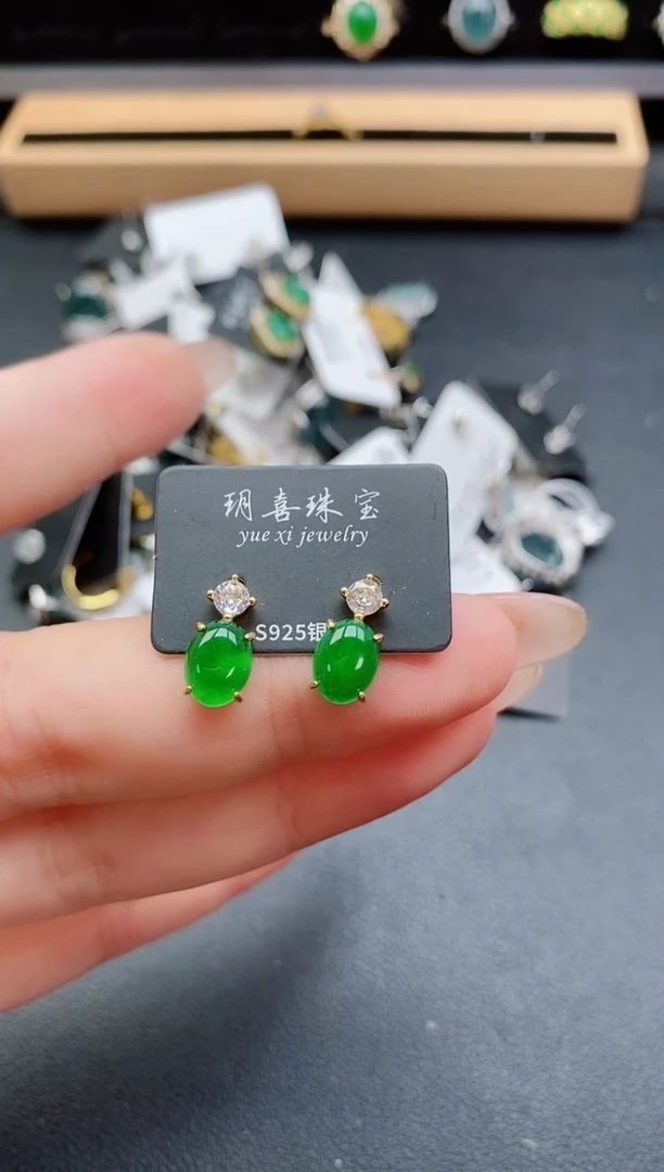 银S925镶嵌戒指翡翠1