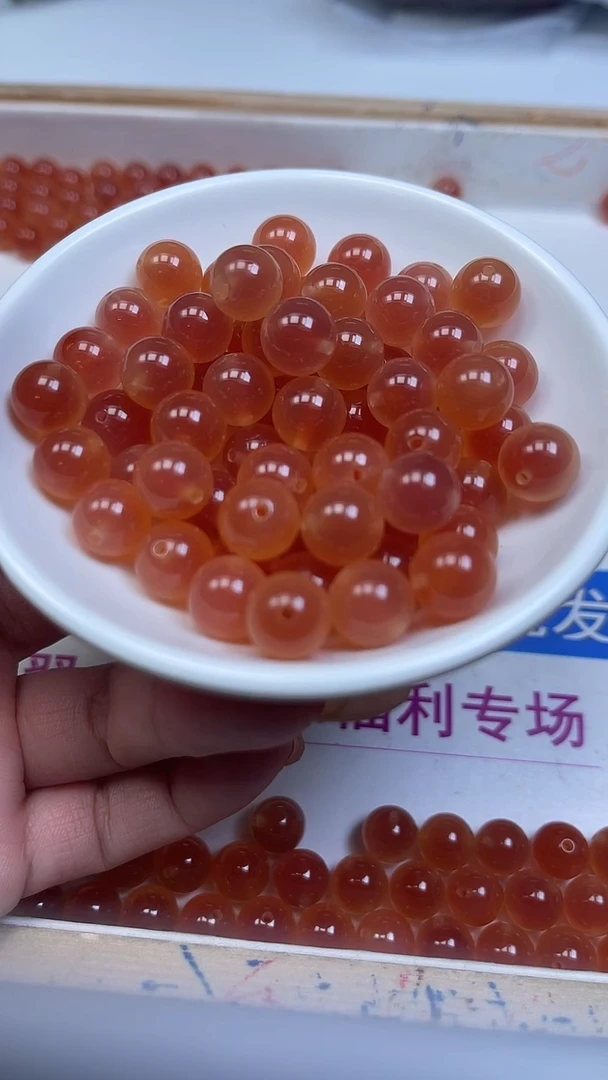 未镶嵌散珠玛瑙/玉髓A1502 橘红糖心玛瑙（深）10mm5个9.9元