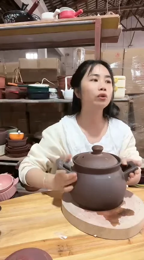 陶瑕疵2.0紫砂大肚锅带盖