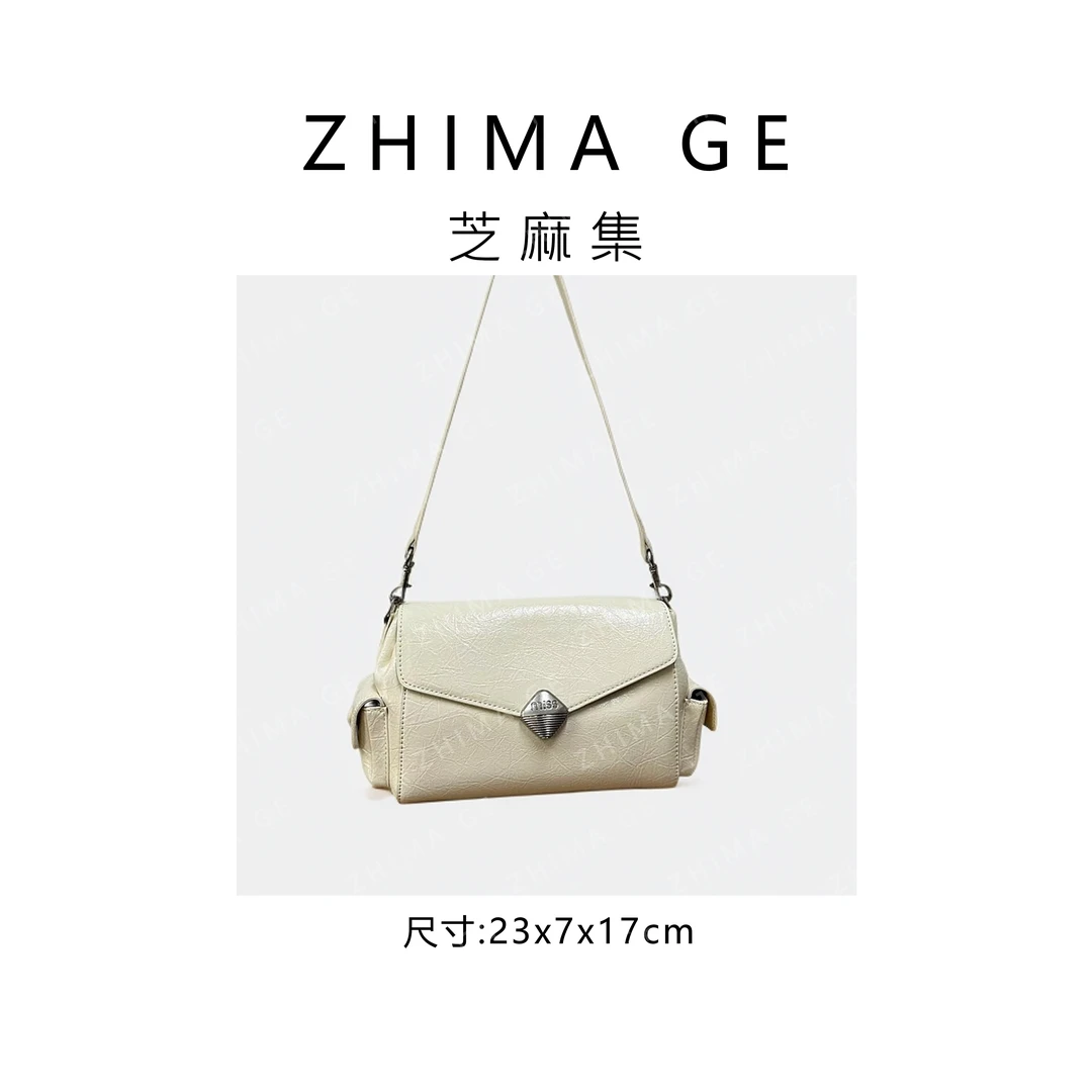 芝麻集】QYX-81449-米白RAIN.CUN时尚休闲百搭腋下斜跨轻奢女包
