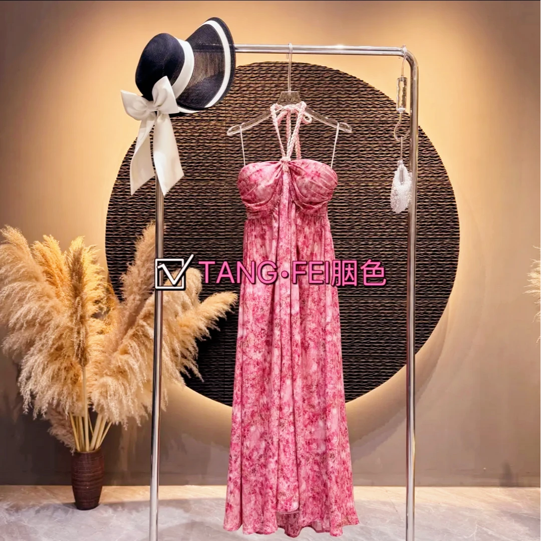 新疆地区专属TANG-FEI胭色【洛神】TF0057温柔轻奢吊带露背连衣裙