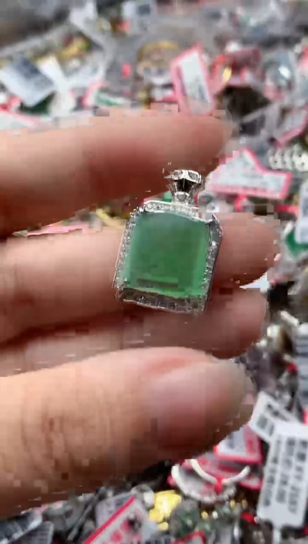 银S925镶嵌戒指翡翠天然A货缅甸翡翠