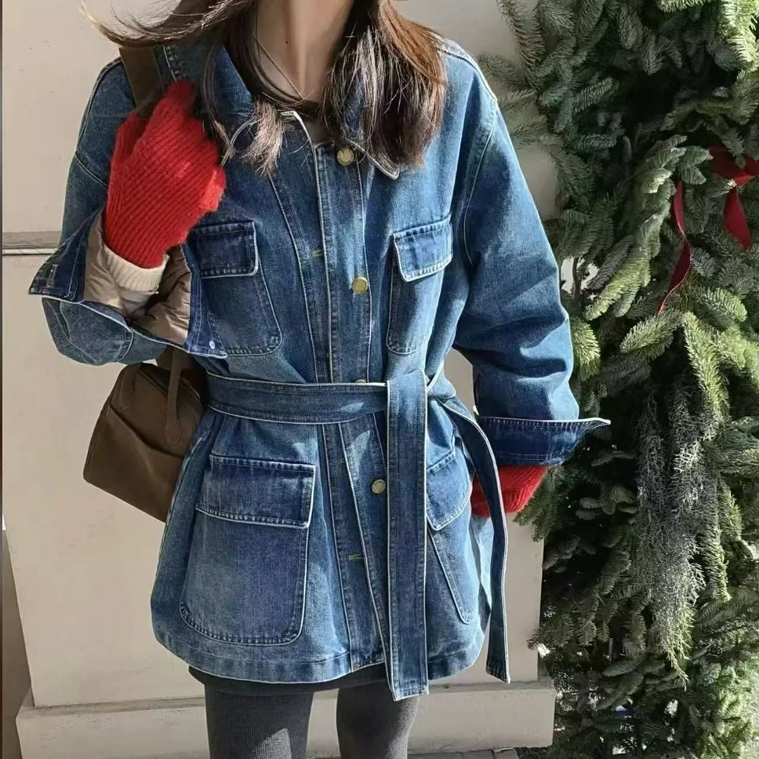 857质感老钱~大版型慵懒羽绒牛仔外套