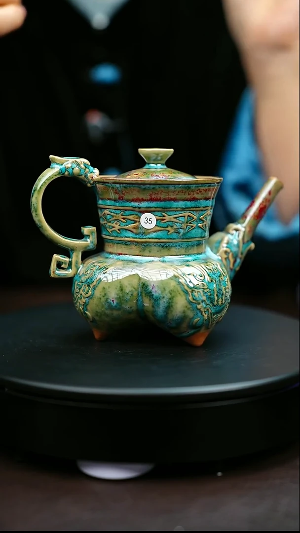 35#原矿钧瓷炉钧釉仰韶壶