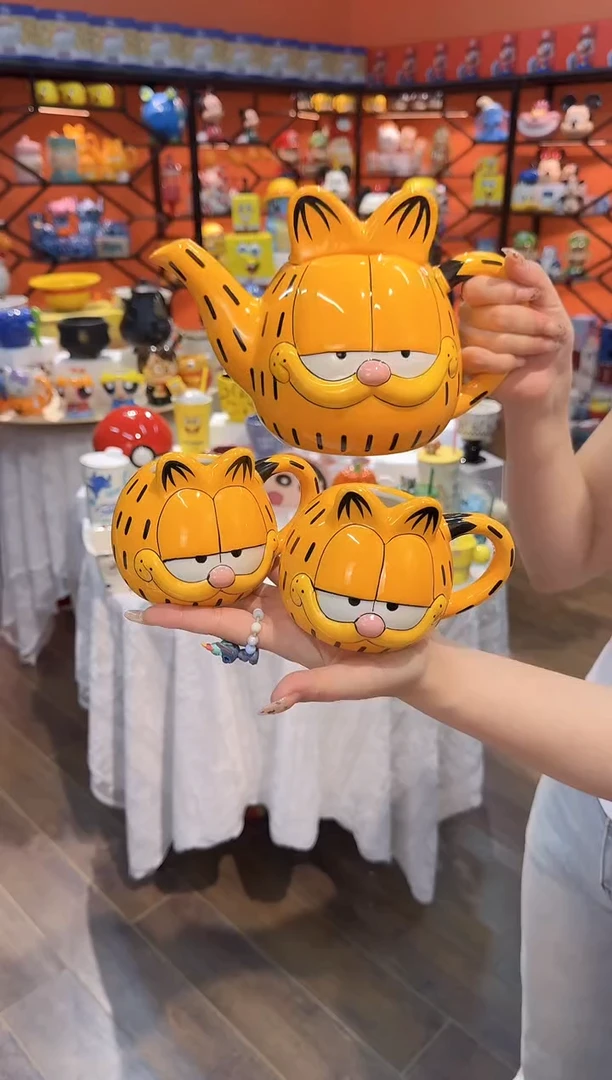 瓷片@@加菲猫陶瓷一壶二杯