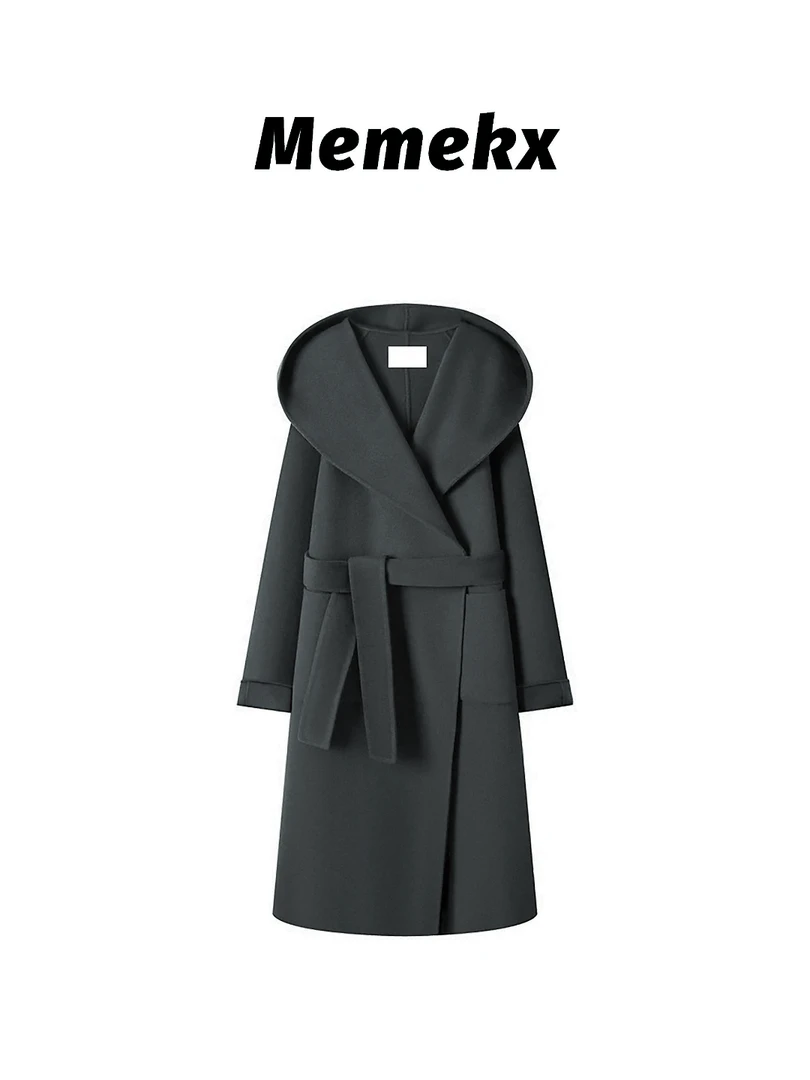 Memekx【官方专享】格雷色系中灰色伦敦曲调全羊毛加厚双面大衣外套