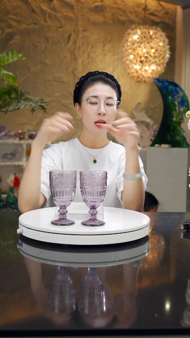 福利紫色高脚杯一套6只