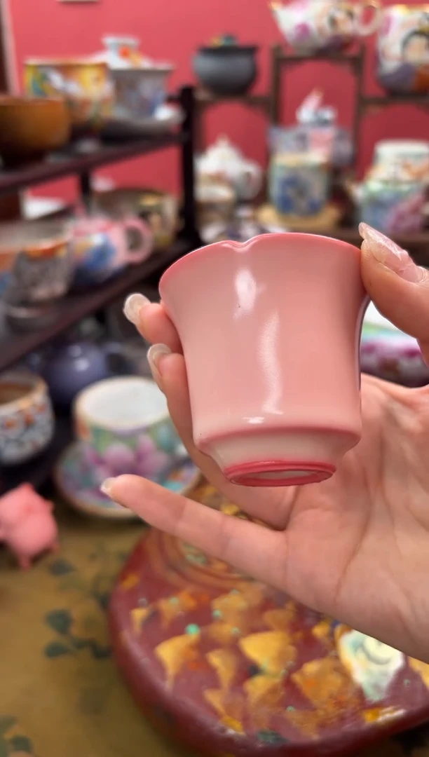 【闪购商品】尚盏堂胭脂粉猪油冻花口美人杯