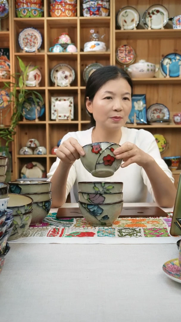 瓷片小可高温瓷米饭碗4只